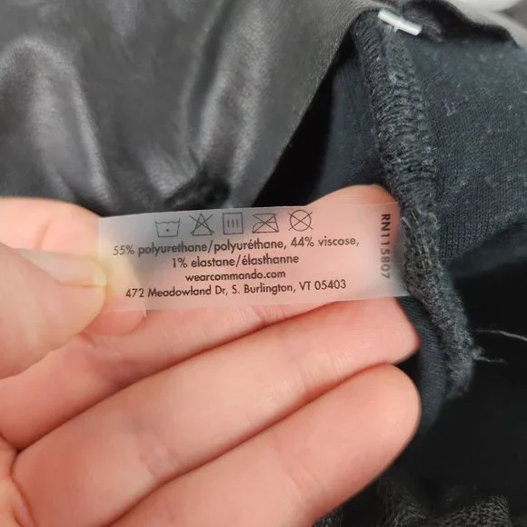 Commando Pants Womens Medium Black Faux Leather Paperbag Waist Belted Vegan - Picture 12 of 12